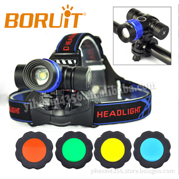 Newest Zoom 4 Color Lamp Led Headlamp With Red Green Blue Yellow Glass